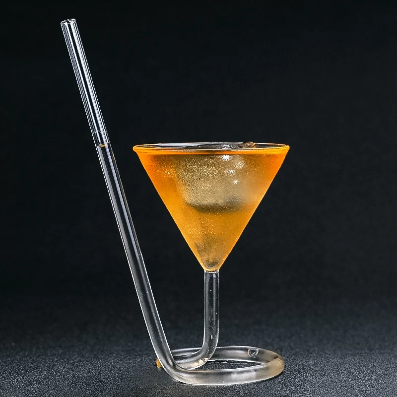 Creative Screw Spiral Straw Molecular Cocktail Glass Bar Party Wine Glass M...