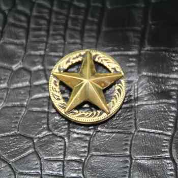 (RM27) 3pc 1-1/8'' (28mm) 3-D Texas Star Conchos Solid Brass Conchos w/ Black Leathercraft
(RM27) 3pc 1-1/8'' (28mm) 3-D Texas Star Conchos Solid Brass Conchos w/ Black Leathercraft