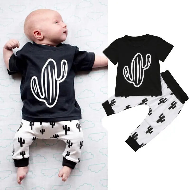 Newborn Infant Baby Kleding Suit Black Print Tops T-shirt Cactus Pants Clothing Set
Newborn Infant Baby Kleding Suit Black Print Tops T-shirt Cactus Pants Clothing Set
