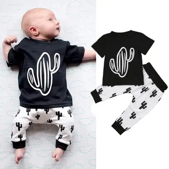 Newborn Infant Baby Kleding Suit Black Print Tops T-shirt Cactus Pants Clothing Set
Newborn Infant Baby Kleding Suit Black Print Tops T-shirt Cactus Pants Clothing Set