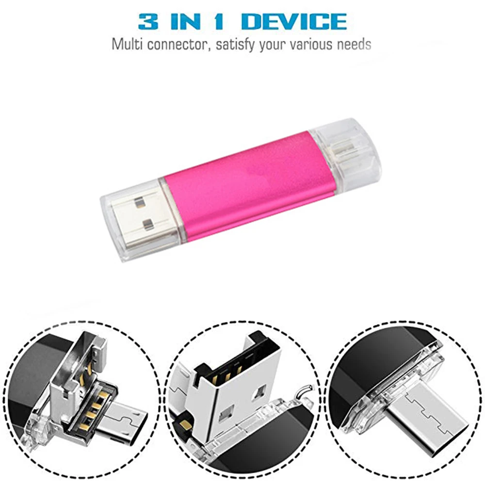 3.0USB Type-C OTG Flash Drive 64GB 3In1(Type-C/MicroUSB/USB3.0) Thumb U-Disk Memory Stick Expansion for PC Computer Tablet-pink
3.0USB Type-C OTG Flash Drive 64GB 3In1(Type-C/MicroUSB/USB3.0) Thumb U-Disk Memory Stick Expansion for PC Computer Tablet-pink