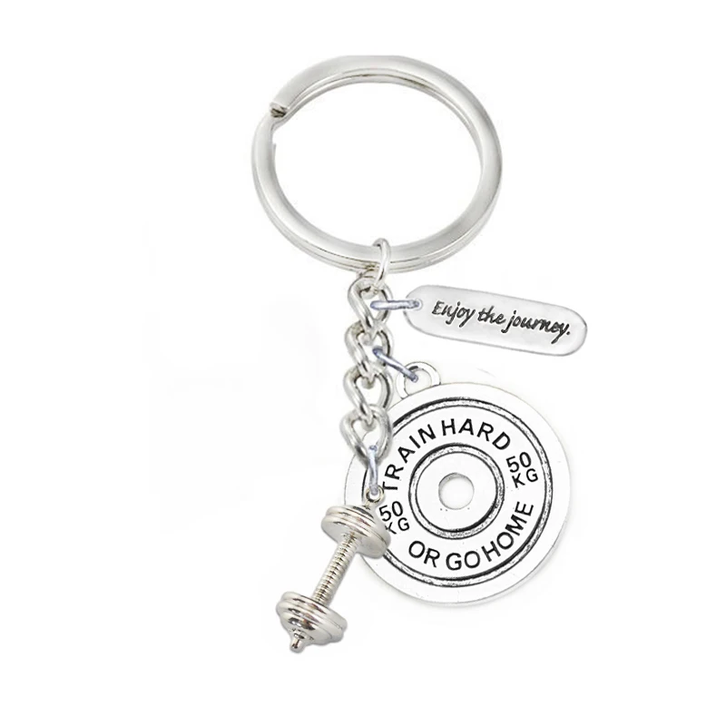 DOUBLE NOSE Factory Direct Sale Enjoy The Journey Weight Plate Train Hard Or Go Home Fitness Inspire Sport Men Key Chains | Украшения и