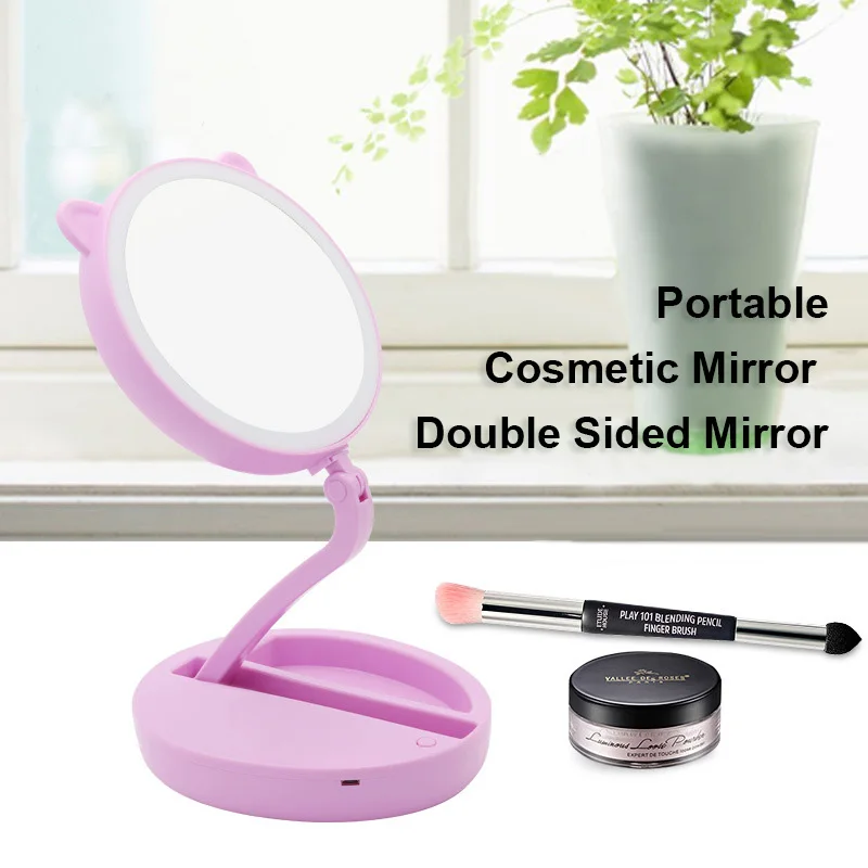 Double Side Handheld 30 LED Lights Cosmetic Mirror / Desktop Lamp Free Rotation cute makeup mirror with Rabbit ears
Double Side Handheld 30 LED Lights Cosmetic Mirror / Desktop Lamp Free Rotation cute makeup mirror with Rabbit ears