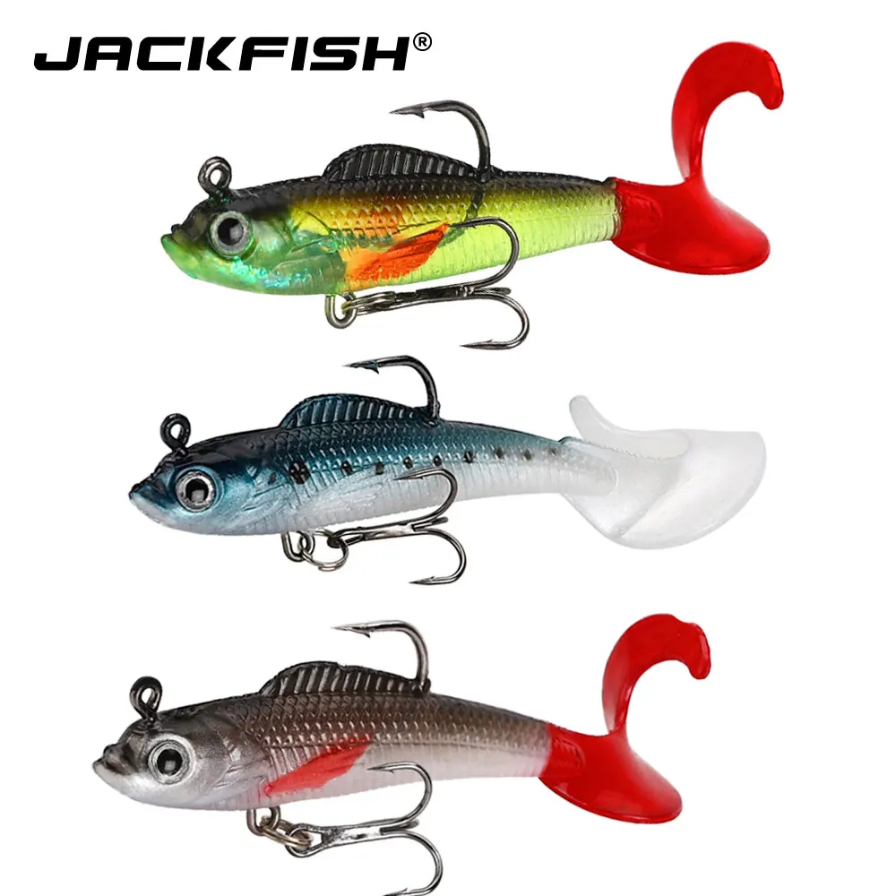 JACKFISH свинцовые рыболовные приманки с объемными глазами и хвостом мягкая