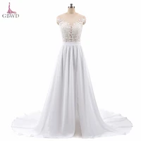 Beach Wedding Dresses 2018 A-Line Side Slit Elegant Lace Appliques Chiffon Plus Size Wedding Bridal Gowns Dress Vestido De Noiva image