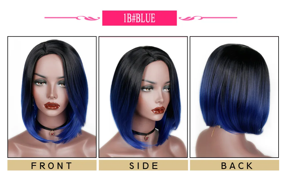 bob wig ombre blue