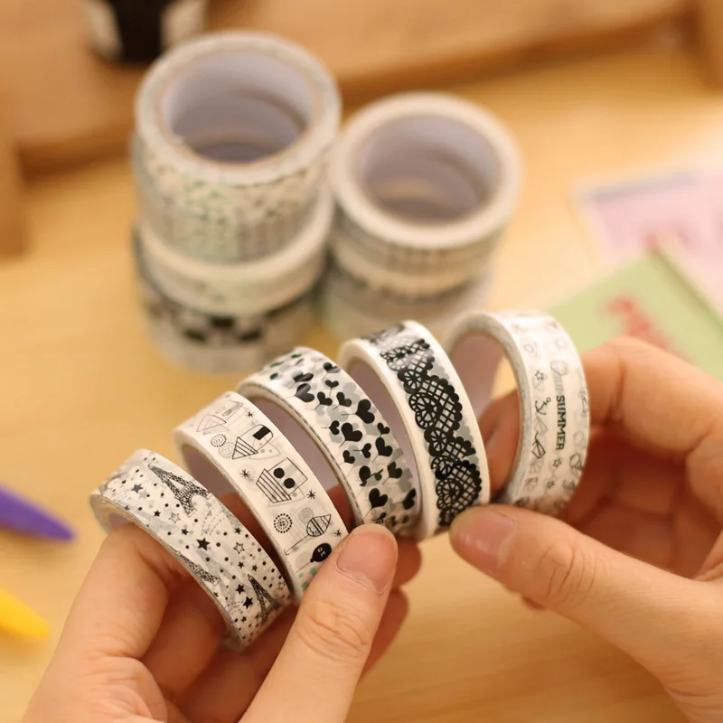 5 pcs/lot cartoon black&white adhesive masking tape DIY album decorative tape kawaii stationery scrapbooking stickers 
5 pcs/lot cartoon black&white adhesive masking tape DIY album decorative tape kawaii stationery scrapbooking stickers