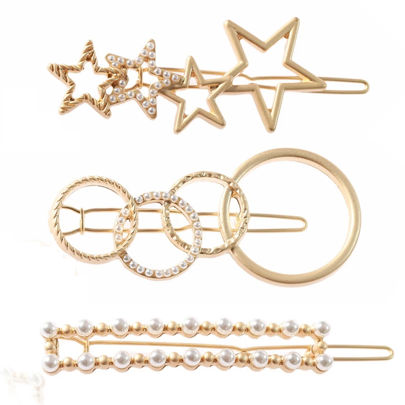 Three pcs Hair Clips Crystal Stars Circle Pearl Fashion Barrettes Metal Hairpin Women Head Hair Pins Jewelry Accessories
Three pcs Hair Clips Crystal Stars Circle Pearl Fashion Barrettes Metal Hairpin Women Head Hair Pins Jewelry Accessories