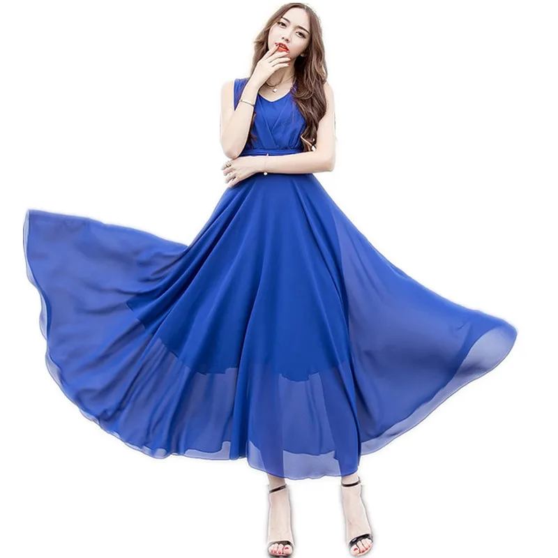 HOT 2017 Summer Women's New Fashion Plus Size Slim Was Thin Chiffon Vest Maxi Dress Sleeveless Bohemian Beach Long Dresses C84
HOT 2017 Summer Women's New Fashion Plus Size Slim Was Thin Chiffon Vest Maxi Dress Sleeveless Bohemian Beach Long Dresses C84