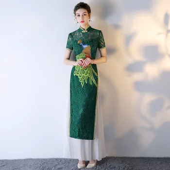 Qipao Green Lace Embroidery Cheongsam Modern Chinese Traditional Wedding Dress Women Oriental Collars Sexy Long Qi Pao Size XXL
Qipao Green Lace Embroidery Cheongsam Modern Chinese Traditional Wedding Dress Women Oriental Collars Sexy Long Qi Pao Size XXL