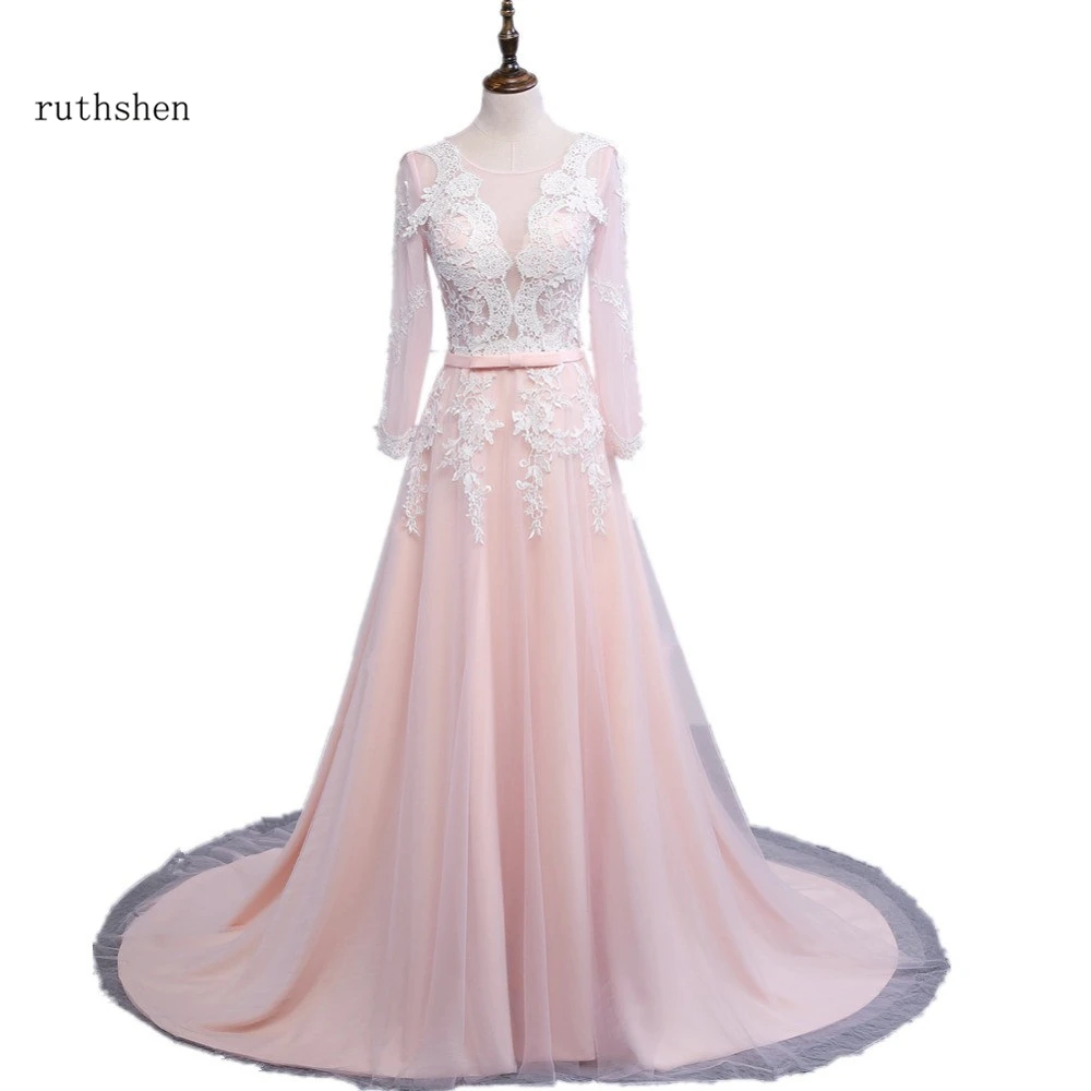 ruthshen Long Sleeves Evening Dresses 2018 Elegant Lace Appliques Cheap Formal Prom Gowns Pink Robes De Soiree
ruthshen Long Sleeves Evening Dresses 2018 Elegant Lace Appliques Cheap Formal Prom Gowns Pink Robes De Soiree
