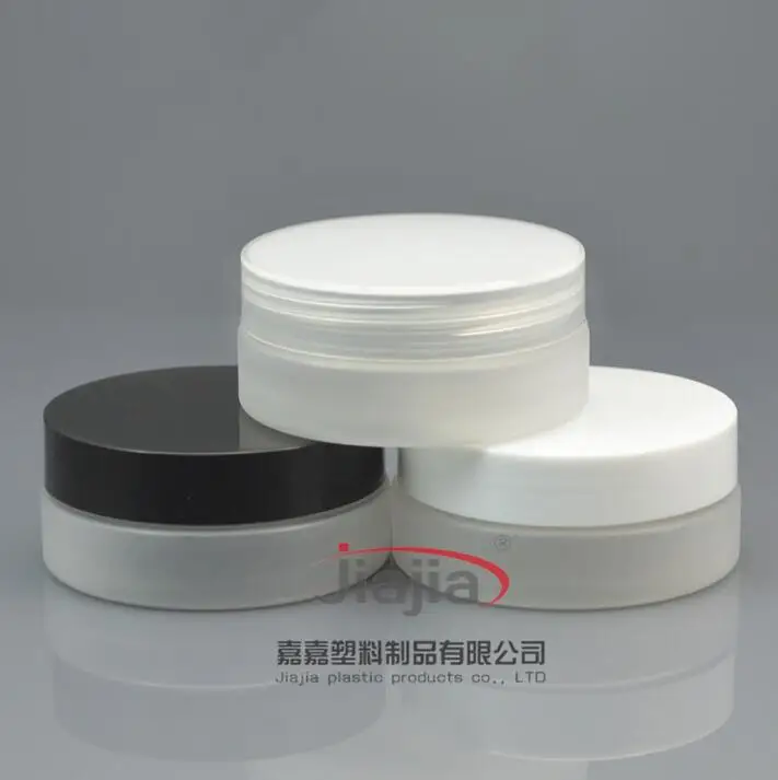 

50g Empty clear Frosted Cream Jar with black/white clear PP lid Face Care Foundation Container Makeup Packaging PET Case