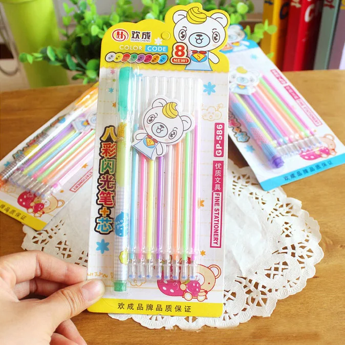 1Pen + 8 Refill/Set New Watercolor Chalk Gel Pen DIY Decoration For Album Color Pens Set School Suplies Stationery
1Pen + 8 Refill/Set New Watercolor Chalk Gel Pen DIY Decoration For Album Color Pens Set School Suplies Stationery