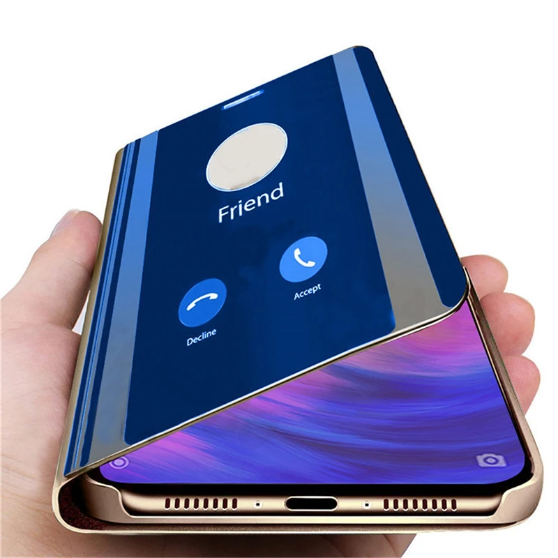Smart Mirror Flip Case For Xiaomi Redmi 7 7A 6A 5 Plus 9T Leather Cover Xiami Note 10 9 8 Pro 9S 6 4X 3 Funda | Мобильные телефоны