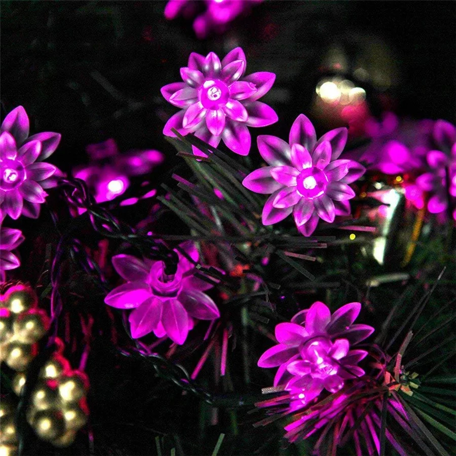 Solar Powered String Lights Outdoor 7M 50 LED Lotus Flower Festoon Fairy Light Decorative Lighting for Garden Fence Decorations
Solar Powered String Lights Outdoor 7M 50 LED Lotus Flower Festoon Fairy Light Decorative Lighting for Garden Fence Decorations