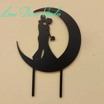 Moonlight Couple Silhouette Cake Wedding Topper - Cake Topper - Custom Cake Topper - Letters Topper Color black width 6" 
Moonlight Couple Silhouette Cake Wedding Topper - Cake Topper - Custom Cake Topper - Letters Topper Color black width 6"