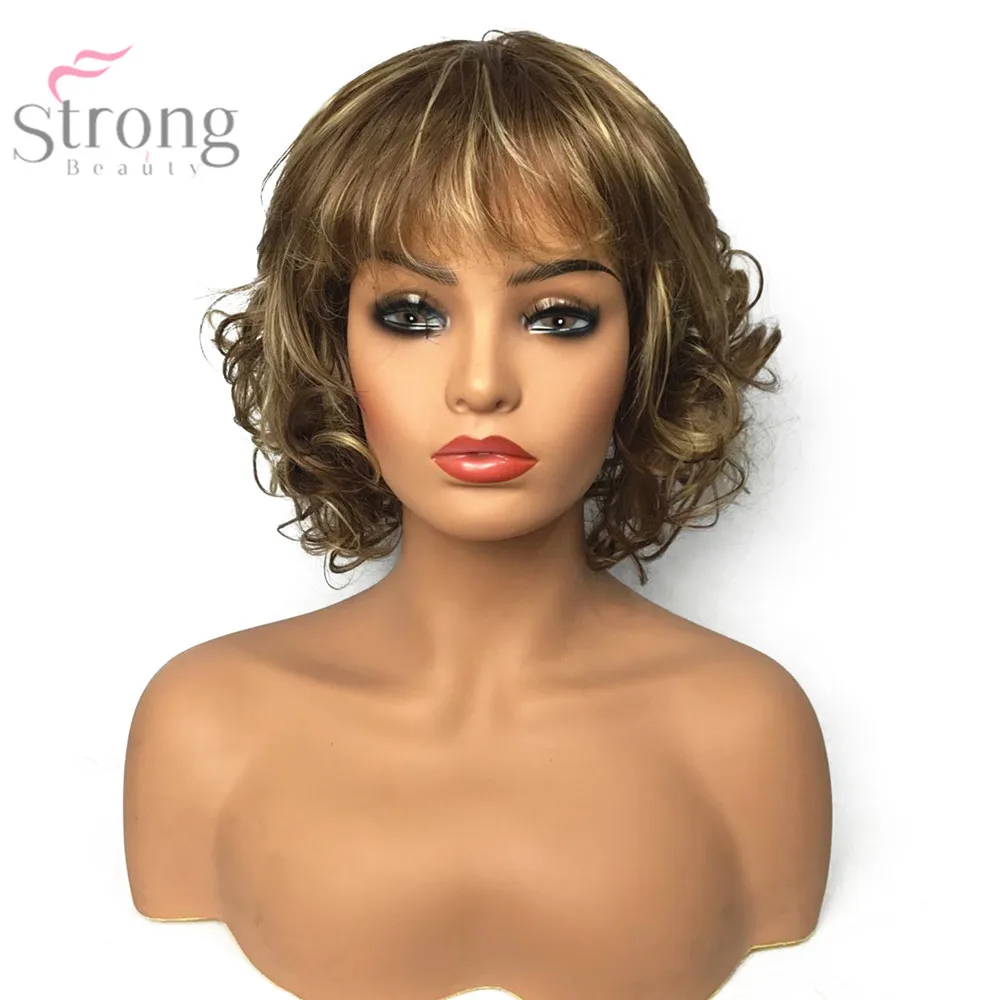 

StrongBeauty Women Synthetic Wig Capless Short Curly Hair Blonde/ Auburn Natural Wigs