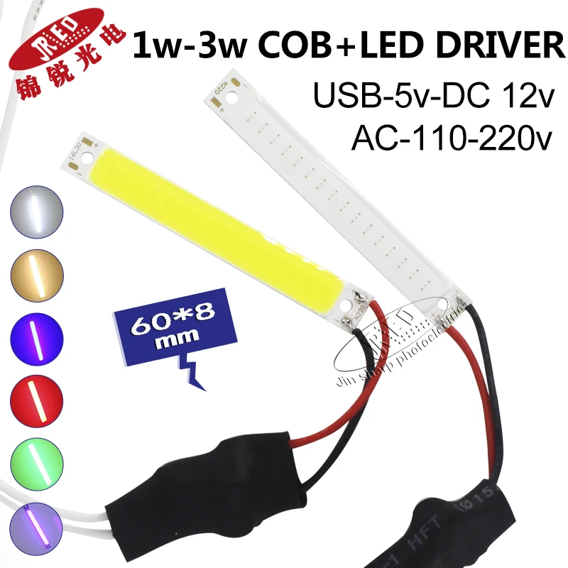 1w 3w led long cob USB 5V 12v COB LED light matrix luzes bar 60*8mm light Bulb oblong quadrate White red green UV blue 220v
1w 3w led long cob USB 5V 12v COB LED light matrix luzes bar 60*8mm light Bulb oblong quadrate White red green UV blue 220v