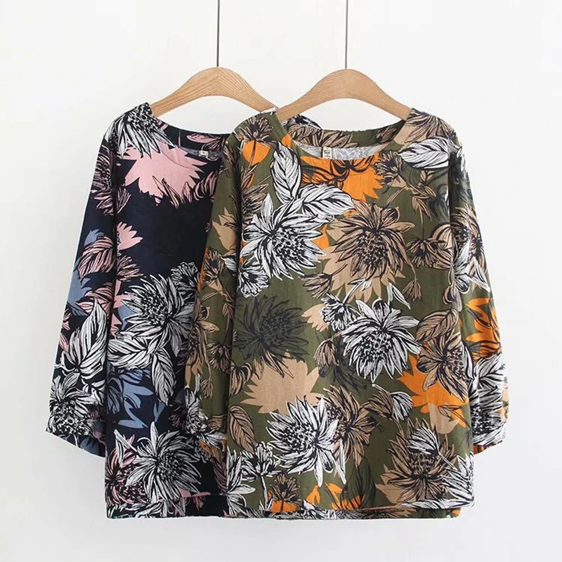 T-Shirts Women Long Sleeve Floral Print O-Neck Female Spring Vintage Loose Cotton Linen T Shirt Ladies Plus Size Tops Tees
T-Shirts Women Long Sleeve Floral Print O-Neck Female Spring Vintage Loose Cotton Linen T Shirt Ladies Plus Size Tops Tees