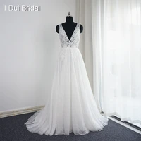 Vestido De Noiva V Neck Wedding Dresses Real Photo A line Sexy Bohemia Beach Bridal Gown Drop Ship image