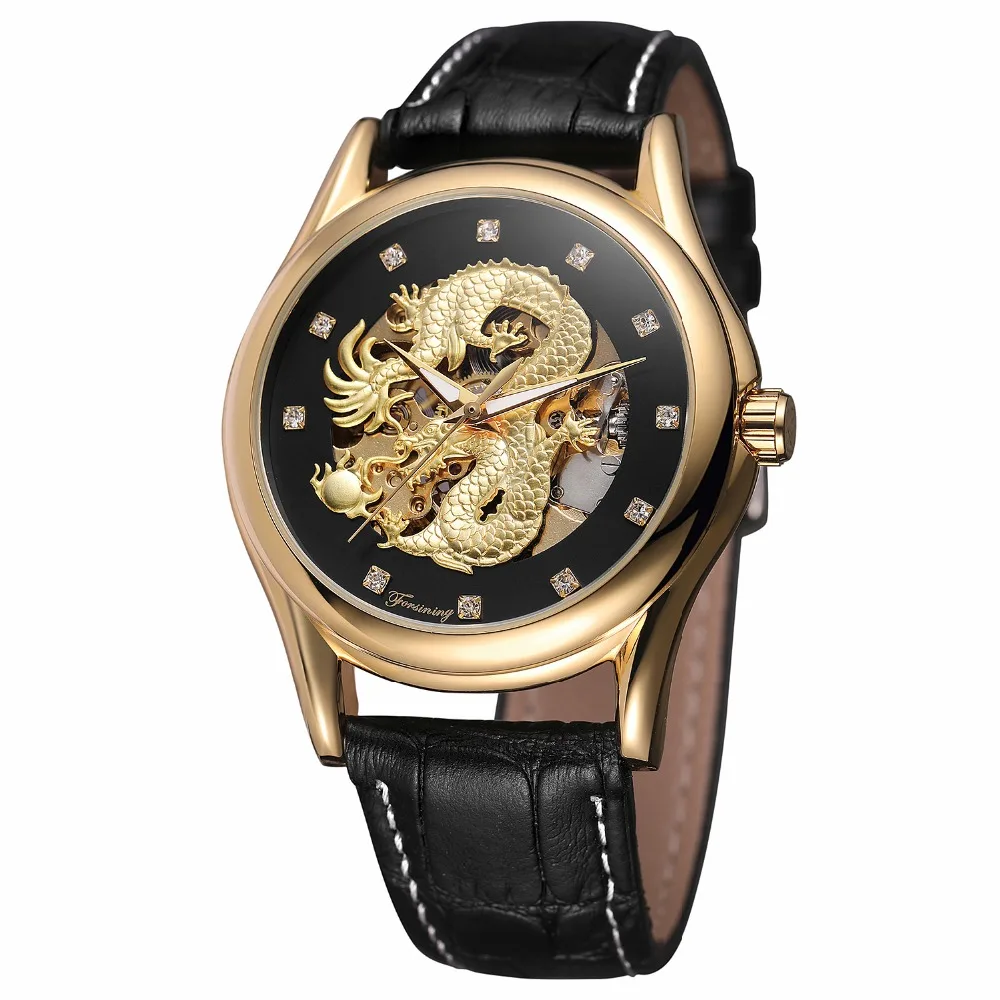 Diamond Dragon Display Golden Skeleton Luminous Hand Men Watch Black Genuine Leather Waterproof Mechanical Watch Clock New
Diamond Dragon Display Golden Skeleton Luminous Hand Men Watch Black Genuine Leather Waterproof Mechanical Watch Clock New