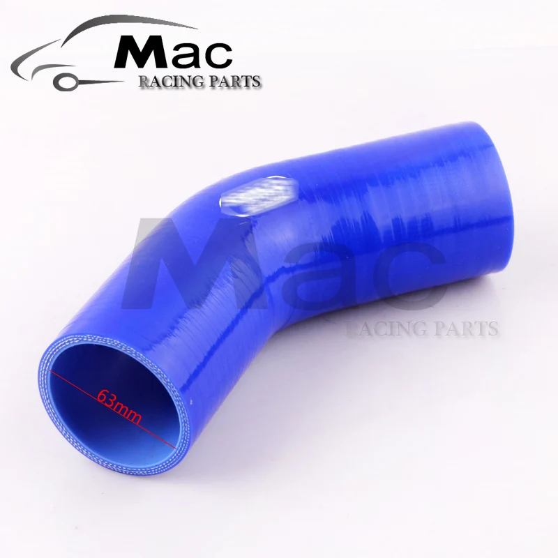 BLUE 2.5" 63mm 45 Degree Elbow Silicone Hose Pipe Turbo Intake