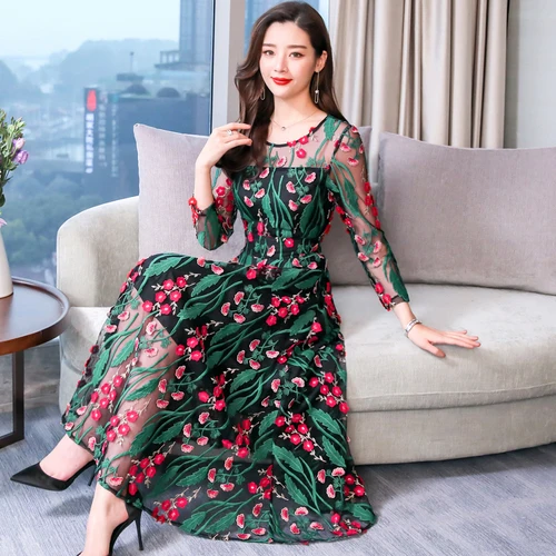 Spring Fashion Women Dress 2019 New Style Summer Round Collar Embroidery Xxxl Female Work Wear Slim Elegant Temperament Dresses
Spring Fashion Women Dress 2019 New Style Summer Round Collar Embroidery Xxxl Female Work Wear Slim Elegant Temperament Dresses