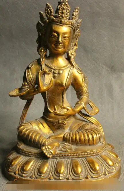S7211 8" Tibet Buddhism Bronze Gilt Maitreya Buddha Enlightenment Green Tara Statue D0318
S7211 8" Tibet Buddhism Bronze Gilt Maitreya Buddha Enlightenment Green Tara Statue D0318