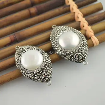 Wholesale 6Pcs Natural Shell Pearl Connectors Beads , with pave Crystal Rhinestone C Jewelry
Wholesale 6Pcs Natural Shell Pearl Connectors Beads , with pave Crystal Rhinestone C Jewelry