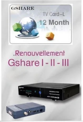Original Gshare recharge renewal abonnement 12 mois for starsat geant tiger startrack pinacle receiver
Original Gshare recharge renewal abonnement 12 mois for starsat geant tiger startrack pinacle receiver