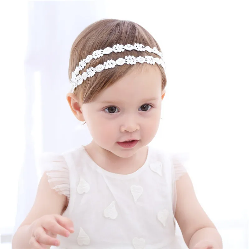 M MISM baby Floral Bow Child Girl headband Turban Silver Ribbon Hair Band Handmade DIY Accessories For newborn toddler |