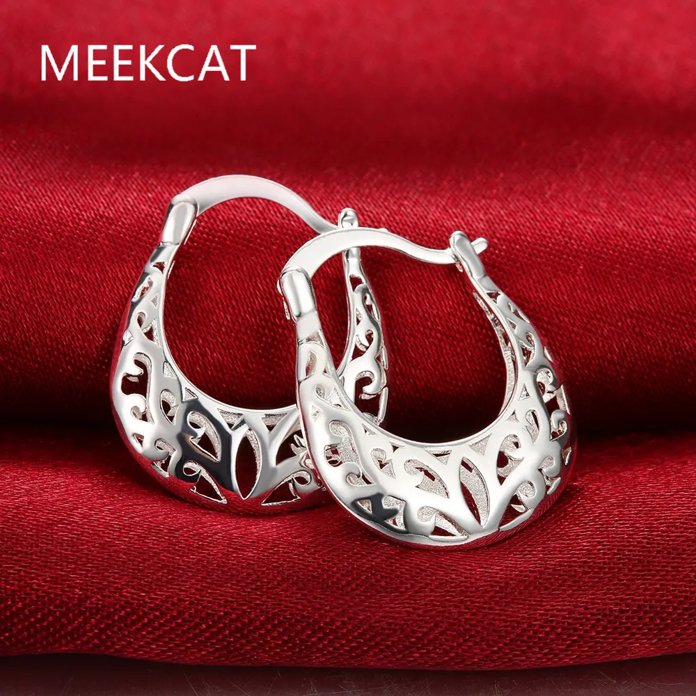 Женские вечерние Ги кольца из серебра 925 пробы с цветочным узором|sterling silver hoop