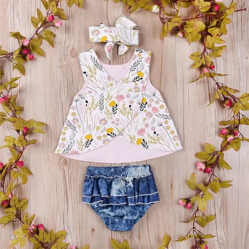 Fashion Summer Infant Toddler Baby kids Girl Sleeveless Cute Set Clothes Floral Top+Short Pants+Headband Outfit Set
Fashion Summer Infant Toddler Baby kids Girl Sleeveless Cute Set Clothes Floral Top+Short Pants+Headband Outfit Set