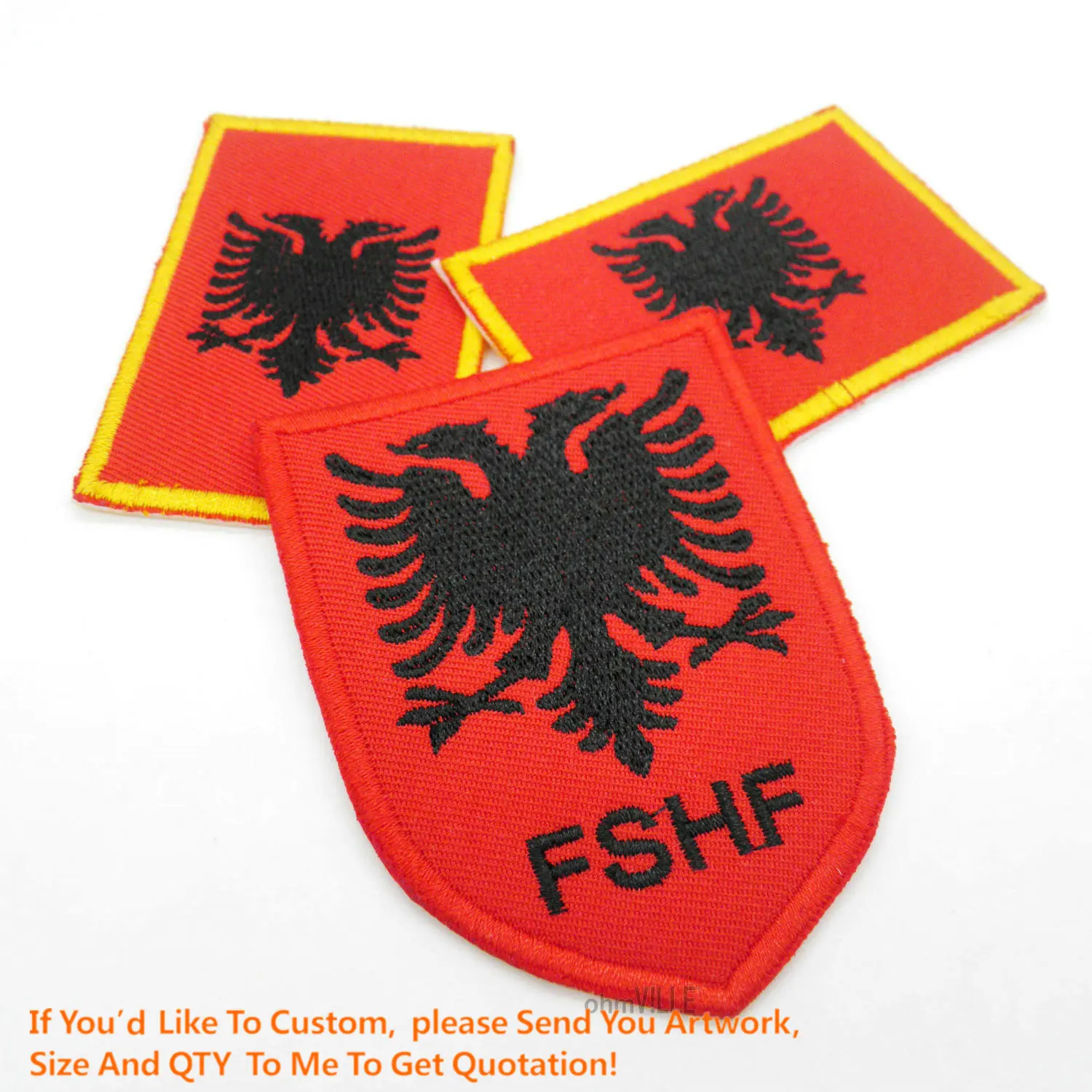 New Arrival Albania Futbol FSHF Iron-on Patch 3D Embroidered For Clothing Handmade parches Embroidery Appliqued Football Patches
New Arrival Albania Futbol FSHF Iron-on Patch 3D Embroidered For Clothing Handmade parches Embroidery Appliqued Football Patches