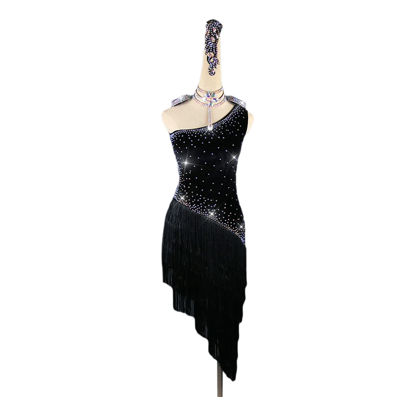 Women Latin Dance Dresses Black Rhinestones Girls Tassel Salsa Samba Tango Ballroom Competition Costume Lady Dancing Top Dress
Women Latin Dance Dresses Black Rhinestones Girls Tassel Salsa Samba Tango Ballroom Competition Costume Lady Dancing Top Dress