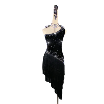 Women Latin Dance Dresses Black Rhinestones Girls Tassel Salsa Samba Tango Ballroom Competition Costume Lady Dancing Top Dress
Women Latin Dance Dresses Black Rhinestones Girls Tassel Salsa Samba Tango Ballroom Competition Costume Lady Dancing Top Dress