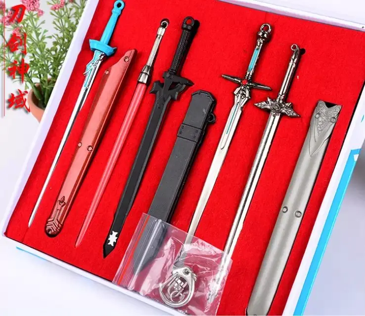 Anime Sword Art Online SAO Cosplay 5Pcs/Set 15cm/5.9'' Weapon Model Toy Periphery Key Chains Key Ring Phone Strap
Anime Sword Art Online SAO Cosplay 5Pcs/Set 15cm/5.9'' Weapon Model Toy Periphery Key Chains Key Ring Phone Strap