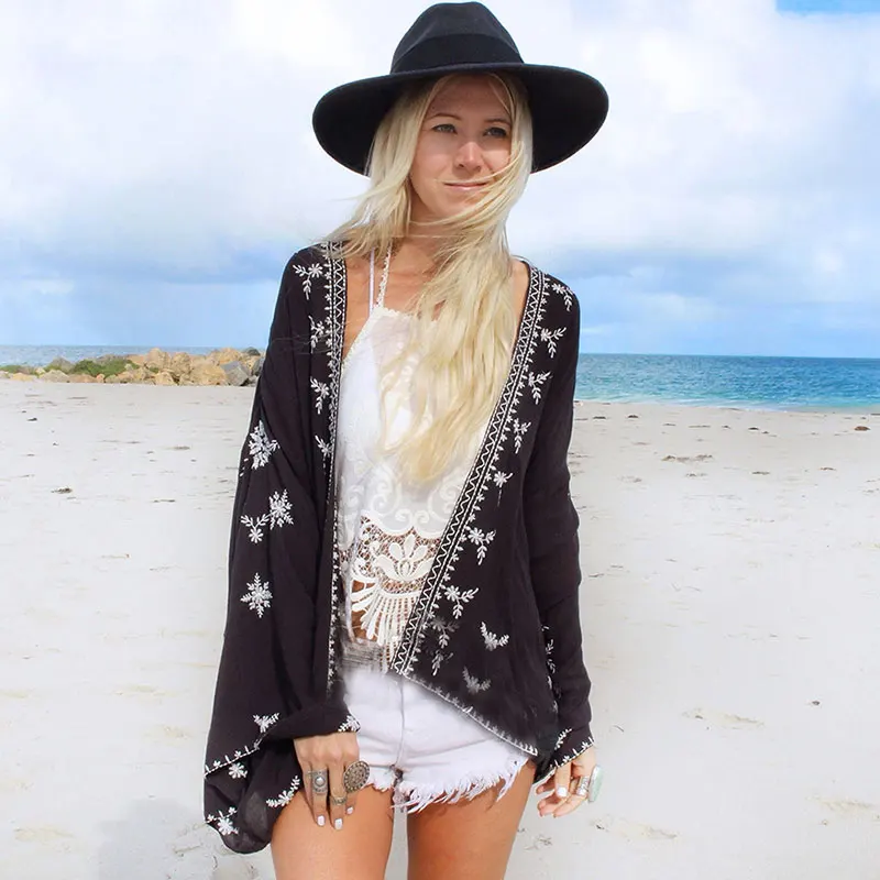 Women Black Kimono De Plage Femme Cardigan Loose Blouse Shirts Blusas Long Sleeve Tops Summer Beach Cover Up Poncho Chiffon Coat
Women Black Kimono De Plage Femme Cardigan Loose Blouse Shirts Blusas Long Sleeve Tops Summer Beach Cover Up Poncho Chiffon Coat