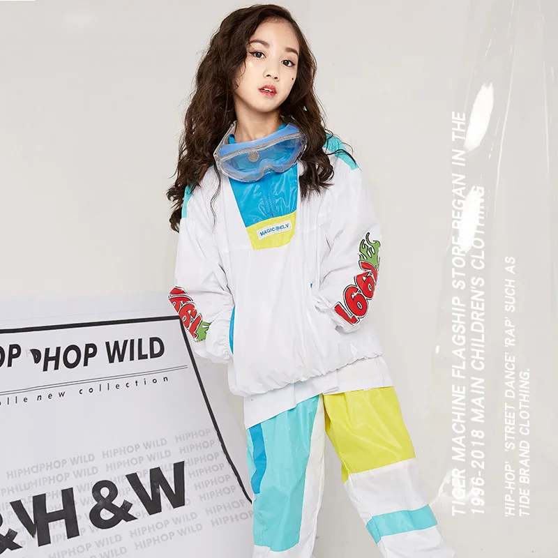 Children's street dance suit girl hip-hop pants women's blouse loose performance clothing fashion DQL081
Children's street dance suit girl hip-hop pants women's blouse loose performance clothing fashion DQL081