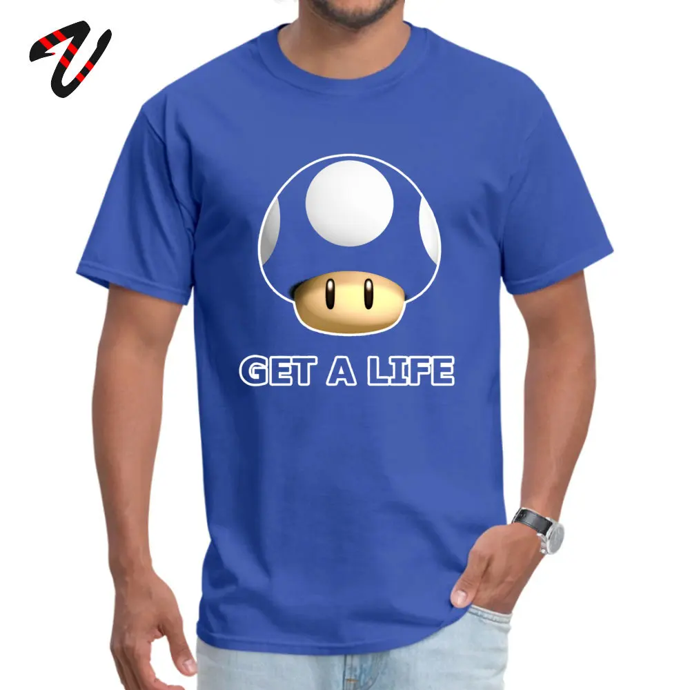 Simple Style Normal Autumn 100% Cotton Crewneck Men Tops Shirt Printing Tee-Shirts 2019 Short Sleeve T-shirts Wholesale Get A LifeGet A Life 25688 blue