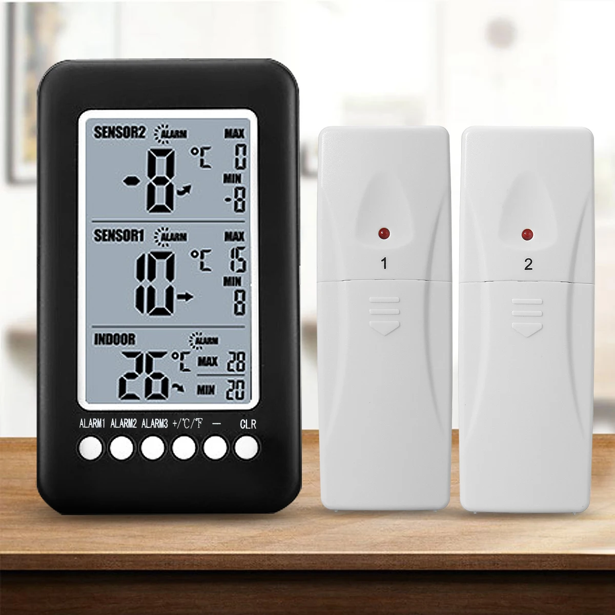 1Set Digital Wireless Weather Temperature Alarm Clock 2 Transmitters indoor Outdoor Temperature Humidity Alarm
1Set Digital Wireless Weather Temperature Alarm Clock 2 Transmitters indoor Outdoor Temperature Humidity Alarm