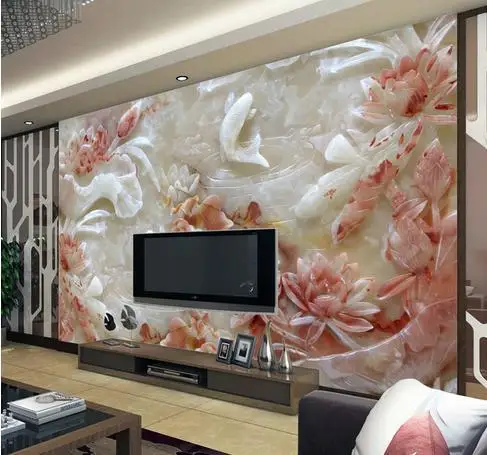 Custom photo wallpaper 3d murals wallpaper Jade carving mural lotus TV setting wall papers home decor
Custom photo wallpaper 3d murals wallpaper Jade carving mural lotus TV setting wall papers home decor