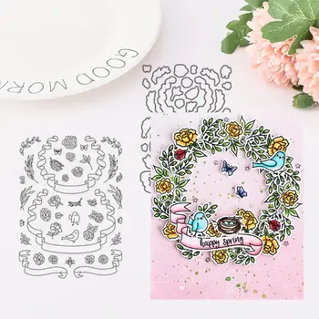Spring wreath DIY Cutting Dies Stencil + Clear Rubber Stamps for Scrapbooking Embossing Paper Card Decor (Cutting Dies + Cle
Spring wreath DIY Cutting Dies Stencil + Clear Rubber Stamps for Scrapbooking Embossing Paper Card Decor (Cutting Dies + Cle