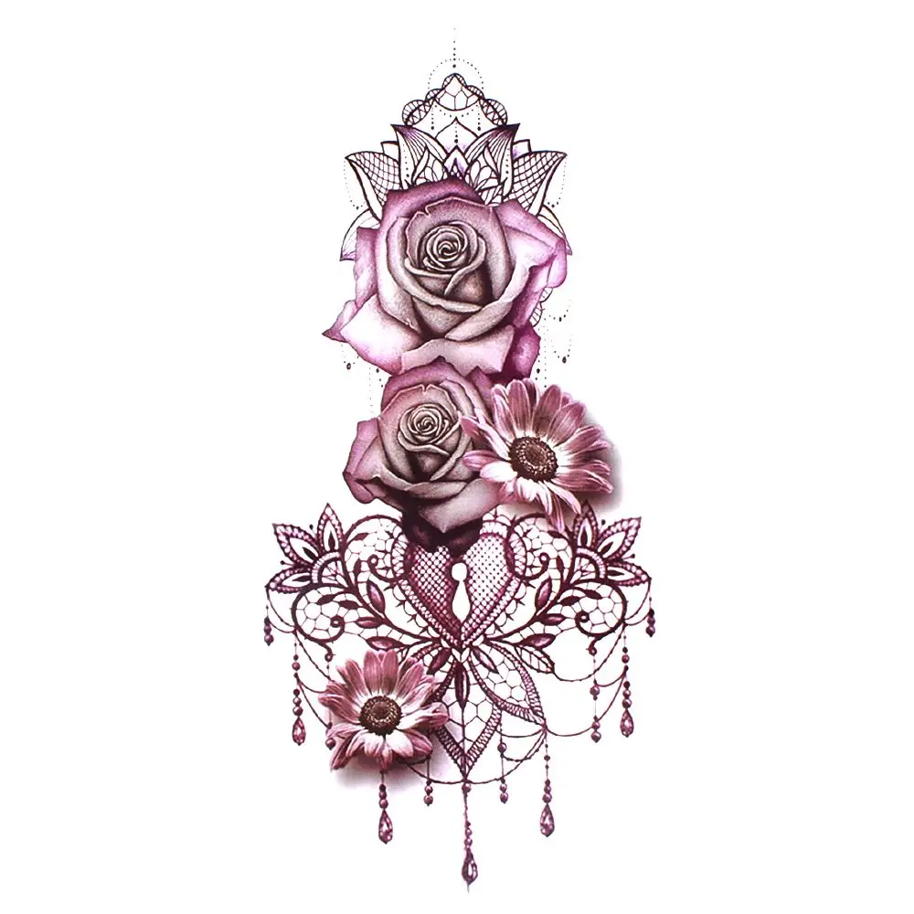 Purple Rose Jewelry Water Transfer Tattoo Stickers Women Body Chest Art Temporary Tattoo Lady Body Art Decoration
Purple Rose Jewelry Water Transfer Tattoo Stickers Women Body Chest Art Temporary Tattoo Lady Body Art Decoration