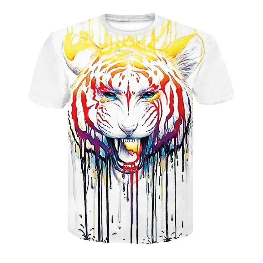 Фото Мужская футболка с леопардовым принтом летняя короткими рукавами и 3D животных
