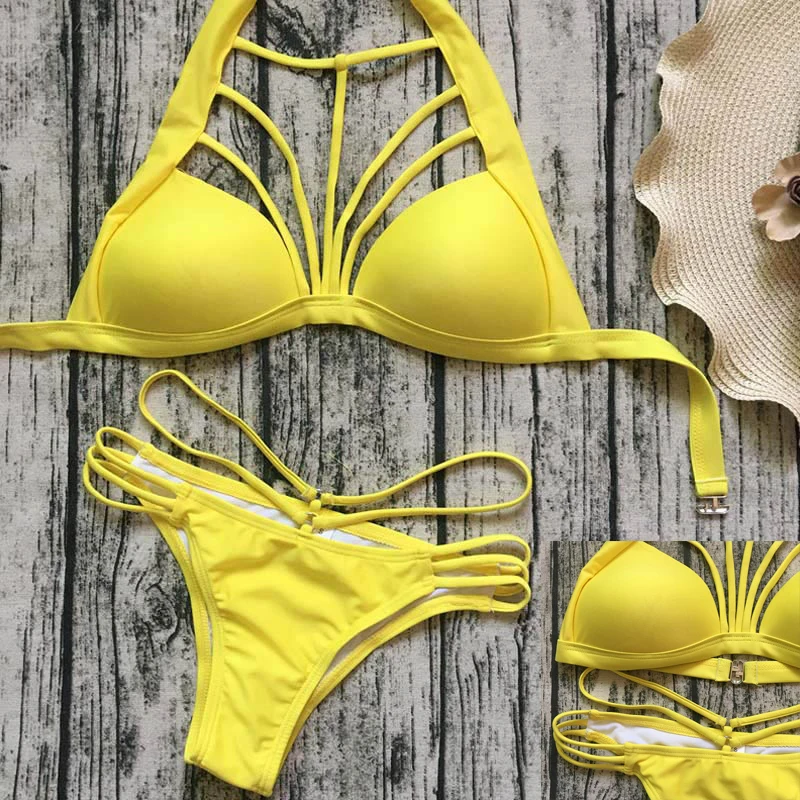 2019 women beach wear plus size ladies' yellow bikini halter swimsuit for women waist suit female swimwear female suit girls
2019 women beach wear plus size ladies' yellow bikini halter swimsuit for women waist suit female swimwear female suit girls