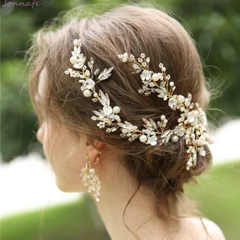 

Jonnafe Handmade Delicate Women Headpiece Gold Crystal Bridal Hair Vine Crown Handmade Wedding Hair Clip Accessories