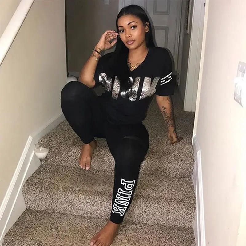 2019 Casual Sporting Women Two Piece Sets Letter Print Slim Fit Tops Pants Set Workout Jogging Tracksuits Women's Suit Dropship
2019 Casual Sporting Women Two Piece Sets Letter Print Slim Fit Tops Pants Set Workout Jogging Tracksuits Women's Suit Dropship