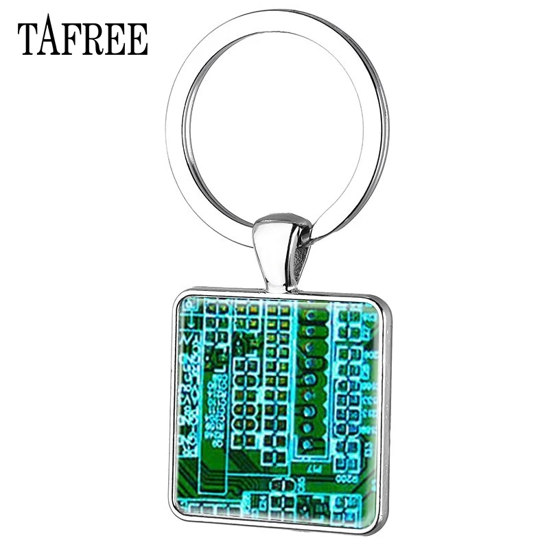 TAFREE Circuit Board pendant Printed circuit electronic keychain Computer board sliver plated for men gift jewelry QF18 | Украшения и