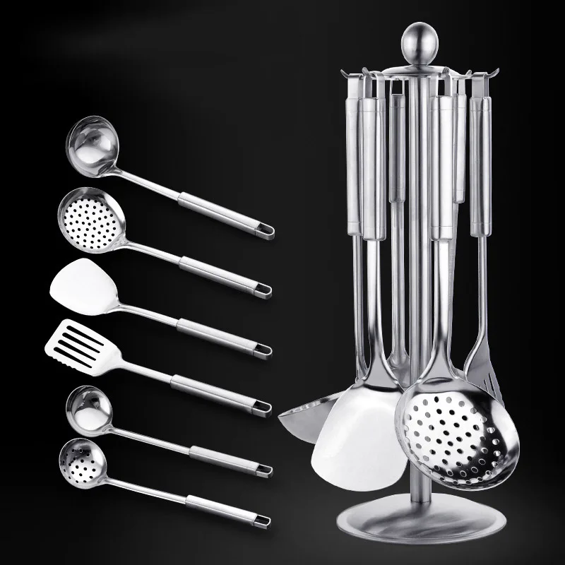 Stainless Steel Non-stick Soup Spoon Utensils For Kitchen Cooking Spatula Ladle Dinnerware Set Rotate Base Storage Tool Supplies
Stainless Steel Non-stick Soup Spoon Utensils For Kitchen Cooking Spatula Ladle Dinnerware Set Rotate Base Storage Tool Supplies